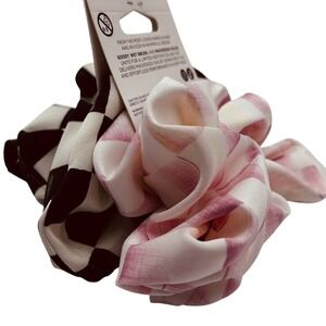 Goody x MacKenzie-Childs Satin Scrunchie 2-Pack Courtly Check & Pink White 19449